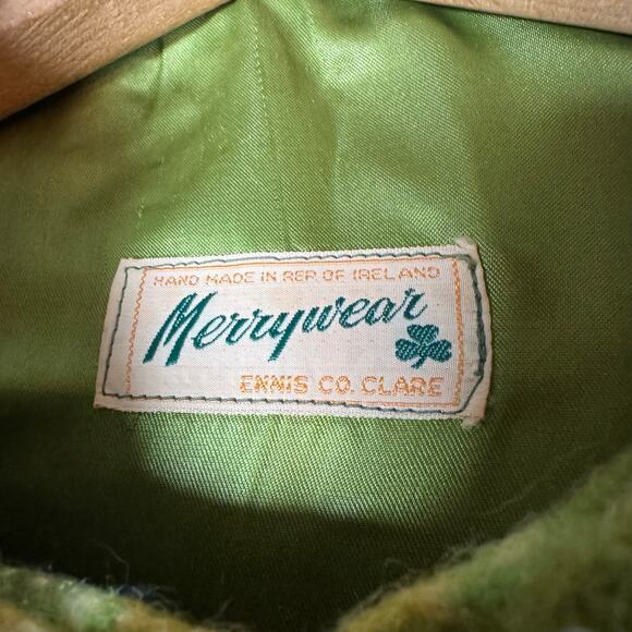 Vintage Merrywear Plaid Thick Wool Cape Coat Womens Button Down Made In Ireland - Picture 7 of 9